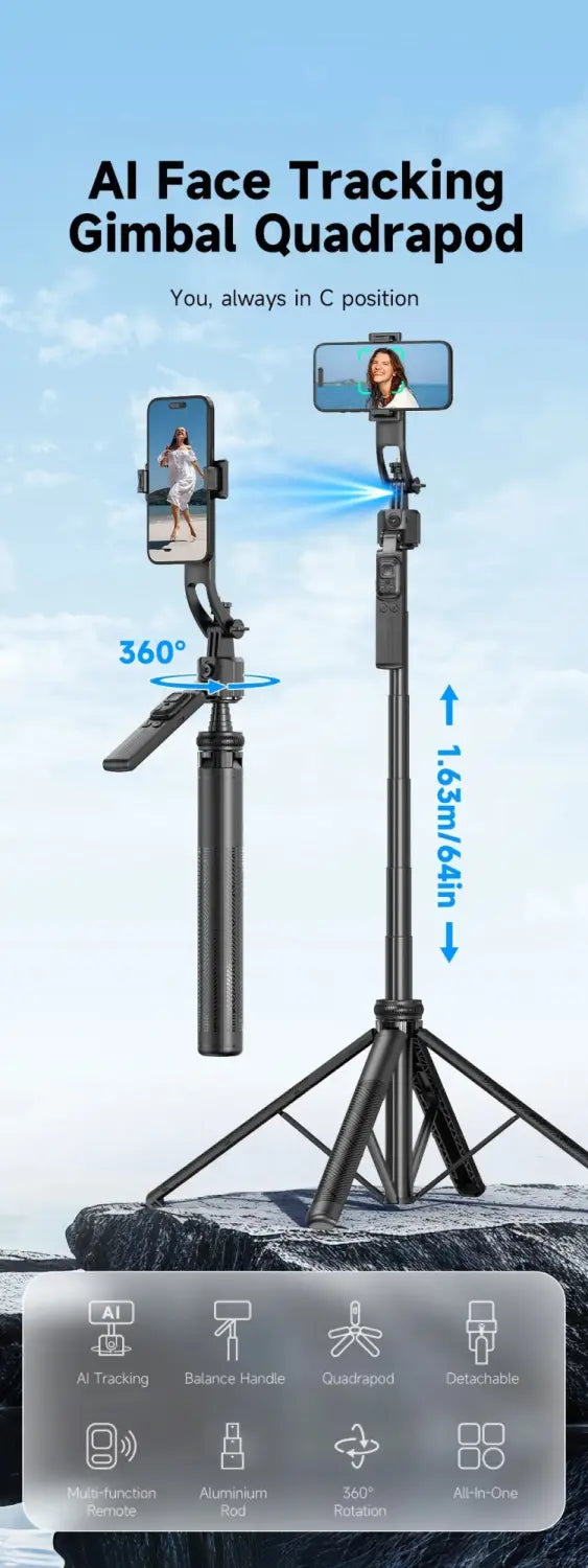 Smart Selfie Stick 360 Rotate Auto Face Tracking