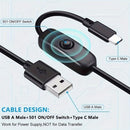 Charger Cable With Switch (USB to Type C) - 1m (Black) 3