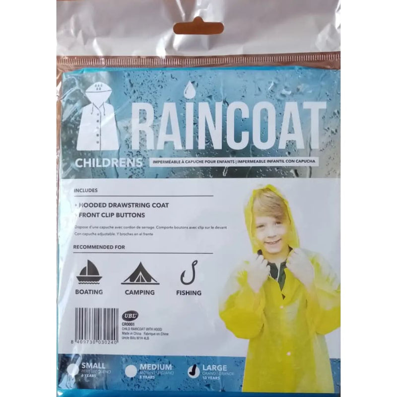 Children’s Raincoat With Drawstring Hood Buttons & Sleeves