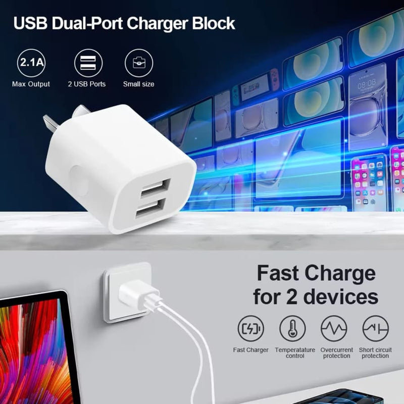 Dual USB Power Adapter Wall Plug (NZ / AUS)