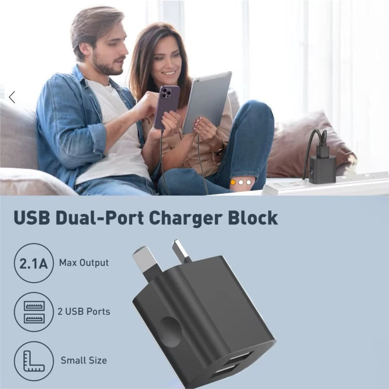 Dual USB Power Adapter Wall Plug (NZ / AUS)