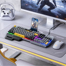 Ergonomic Wired Gaming Keyboard with RGB Rainbow Light &