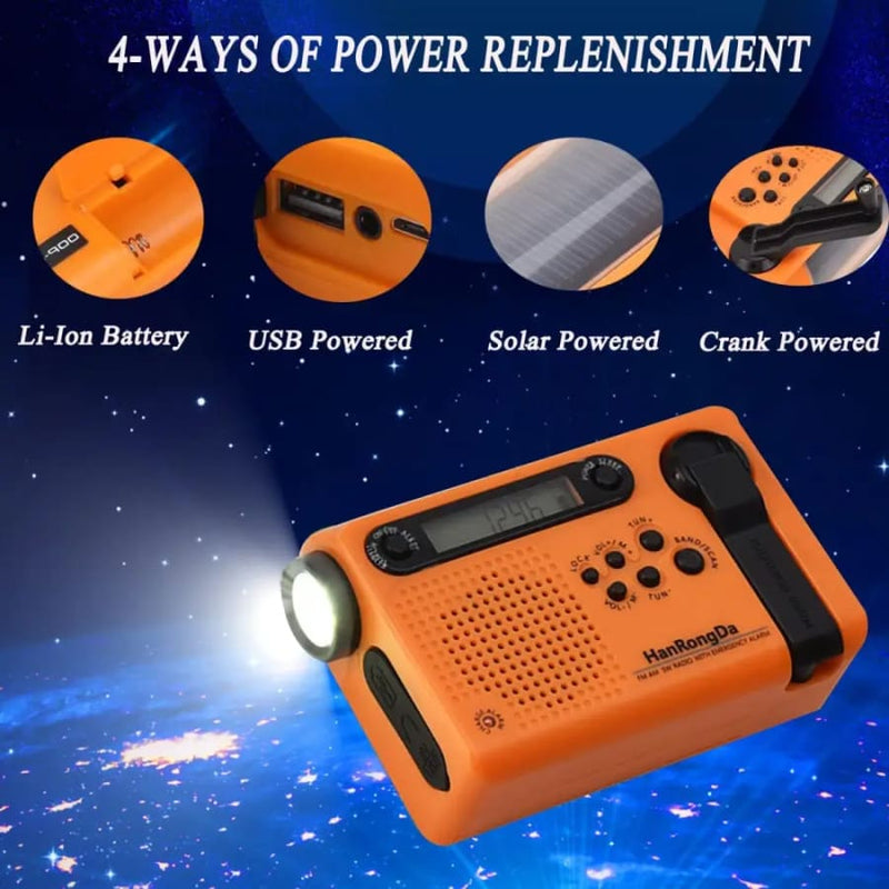 Full Band AM/FM/SW1/SW2 Radio Torch Solar Panel & Hand