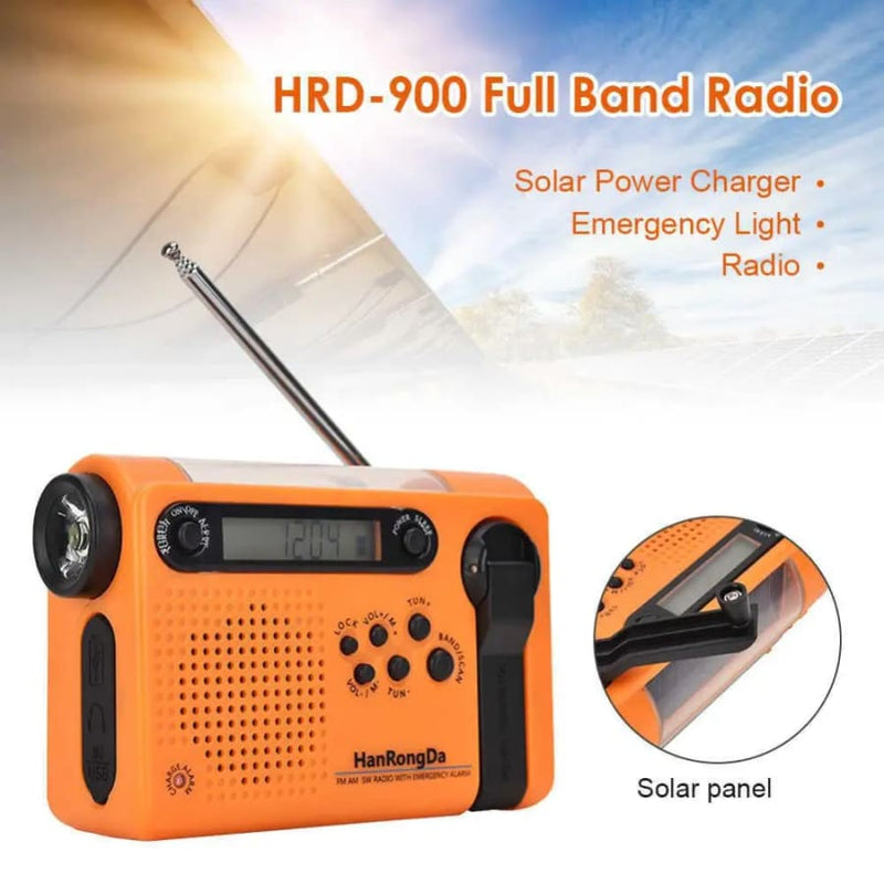 Full Band AM/FM/SW1/SW2 Radio Torch Solar Panel & Hand