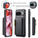 DG.MING Magnetic Wallet Case with Zipper Pocket for Pixel 10 [Black]
