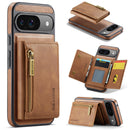 DG.MING Detachable Magnetic Wallet Case with Zipper Pocket for Pixel 10 Pro [Brown]