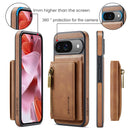 DG.MING Detachable Magnetic Wallet Case with Zipper Pocket for Pixel 10 Pro [Brown]