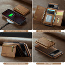 DG.MING Detachable Magnetic Wallet Case with Zipper Pocket for Pixel 10 Pro [Brown]