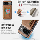 DG.MING Detachable Magnetic Wallet Case with Zipper Pocket for Pixel 10 Pro [Brown]