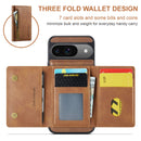 DG.MING Detachable Magnetic Wallet Case with Zipper Pocket for Pixel 10 Pro [Brown]