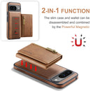 DG.MING Detachable Magnetic Wallet Case with Zipper Pocket for Pixel 10 Pro [Brown]