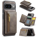DG.MING Detachable Magnetic Wallet Case with Zipper Pocket for Pixel 10 Pro [Coffee]