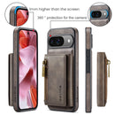 DG.MING Detachable Magnetic Wallet Case with Zipper Pocket for Pixel 10 Pro [Coffee]