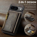 DG.MING Detachable Magnetic Wallet Case with Zipper Pocket for Pixel 10 Pro [Coffee]