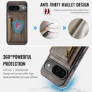 DG.MING Detachable Magnetic Wallet Case with Zipper Pocket for Pixel 10 Pro [Coffee]