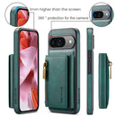 DG.MING Detachable Magnetic Wallet Case with Zipper Pocket for Pixel 10 [Green]