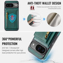 DG.MING Detachable Magnetic Wallet Case with Zipper Pocket for Pixel 10 [Green]