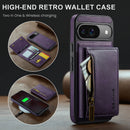 DG.MING Detachable Magnetic Wallet Case with Zipper Pocket for Pixel 10 Pro [Purple]