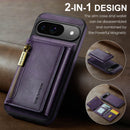 DG.MING Detachable Magnetic Wallet Case with Zipper Pocket for Pixel 10 [Purple]