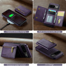 DG.MING Detachable Magnetic Wallet Case with Zipper Pocket for Pixel 10 Pro [Purple]