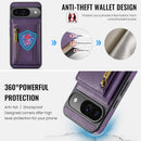DG.MING Detachable Magnetic Wallet Case with Zipper Pocket for Pixel 10 [Purple]