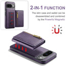 DG.MING Detachable Magnetic Wallet Case with Zipper Pocket for Pixel 10 [Purple]