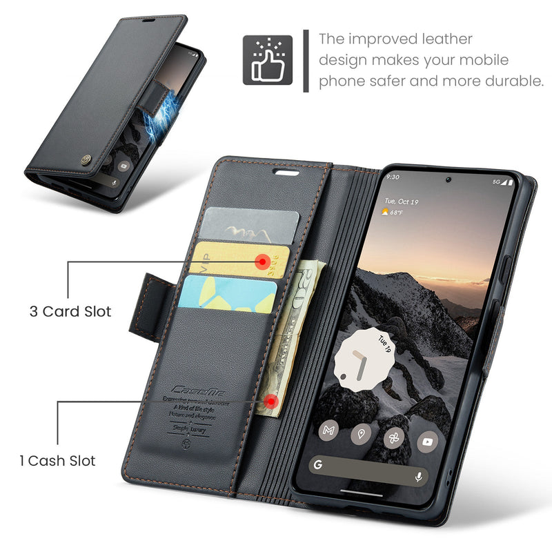 Google Pixel 10 CaseMe Retro Wallet Case [Black]