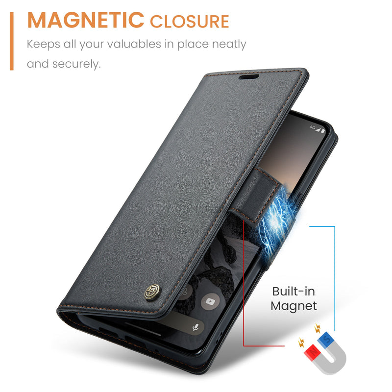 Google Pixel 10 CaseMe Retro Wallet Case [Black]