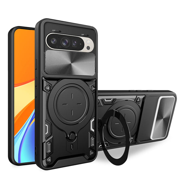 Google Pixel 10 Ring Kickstand Case w/ Camera Cover [Black]