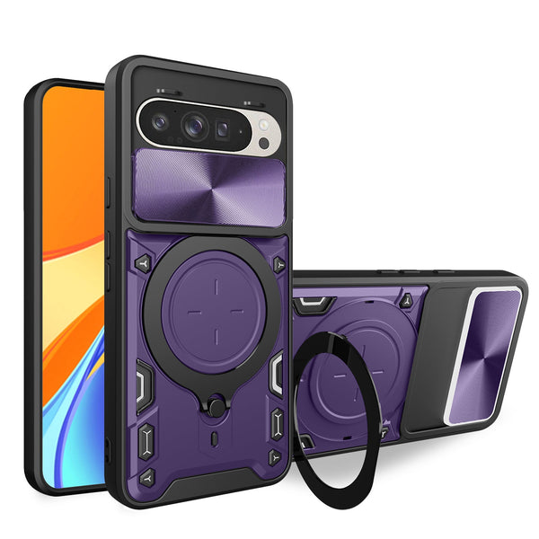 Google Pixel 10 Ring Kickstand Case w/ Camera Cover [Purple]