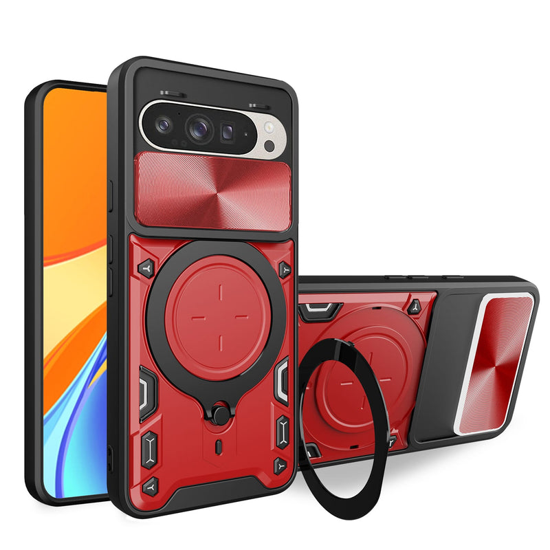 Google Pixel 10 Ring Kickstand Case w/ Camera Cover [Red]