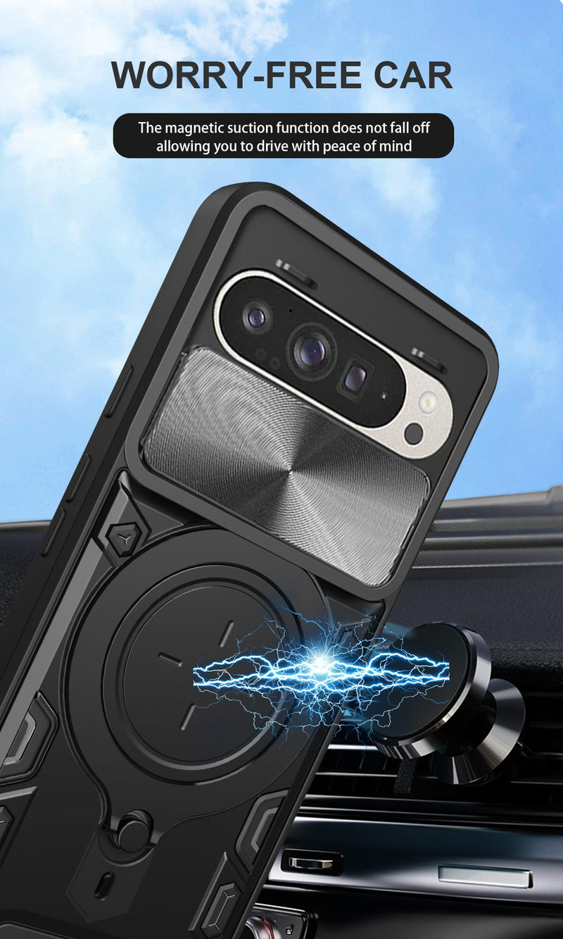 Google Pixel 10 Ring Kickstand Case w/ Camera Cover [Black]