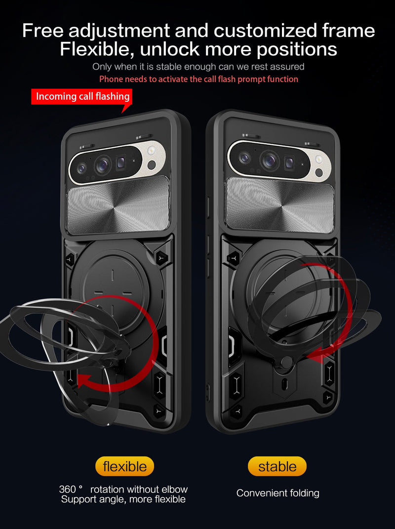 Google Pixel 10 Ring Kickstand Case w/ Camera Cover [Black]
