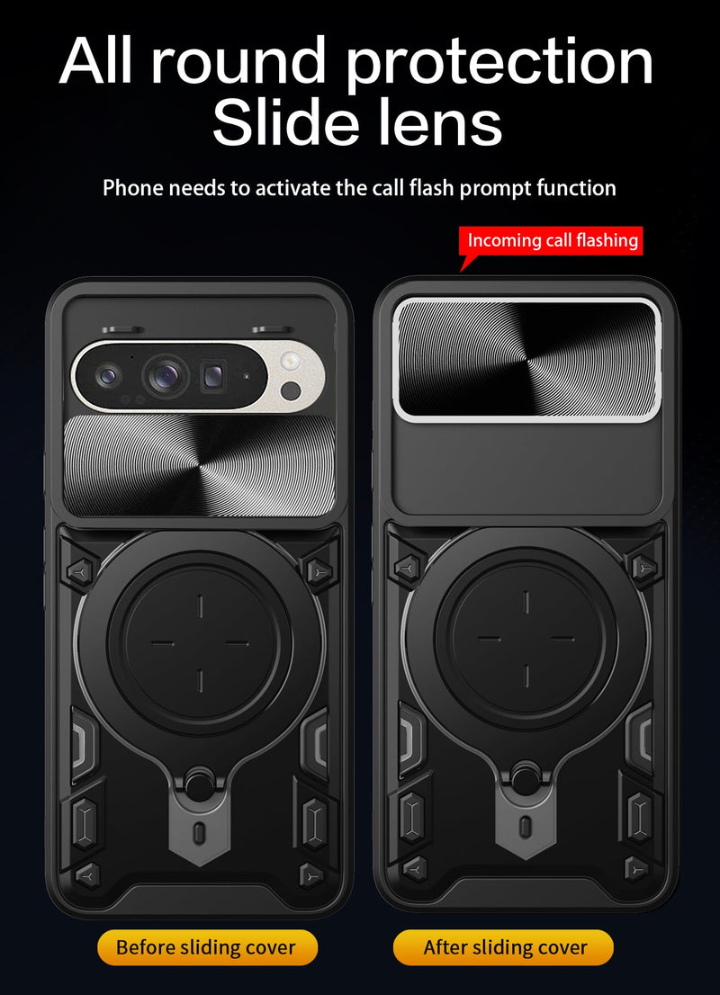 Google Pixel 10 Ring Kickstand Case w/ Camera Cover [Black]