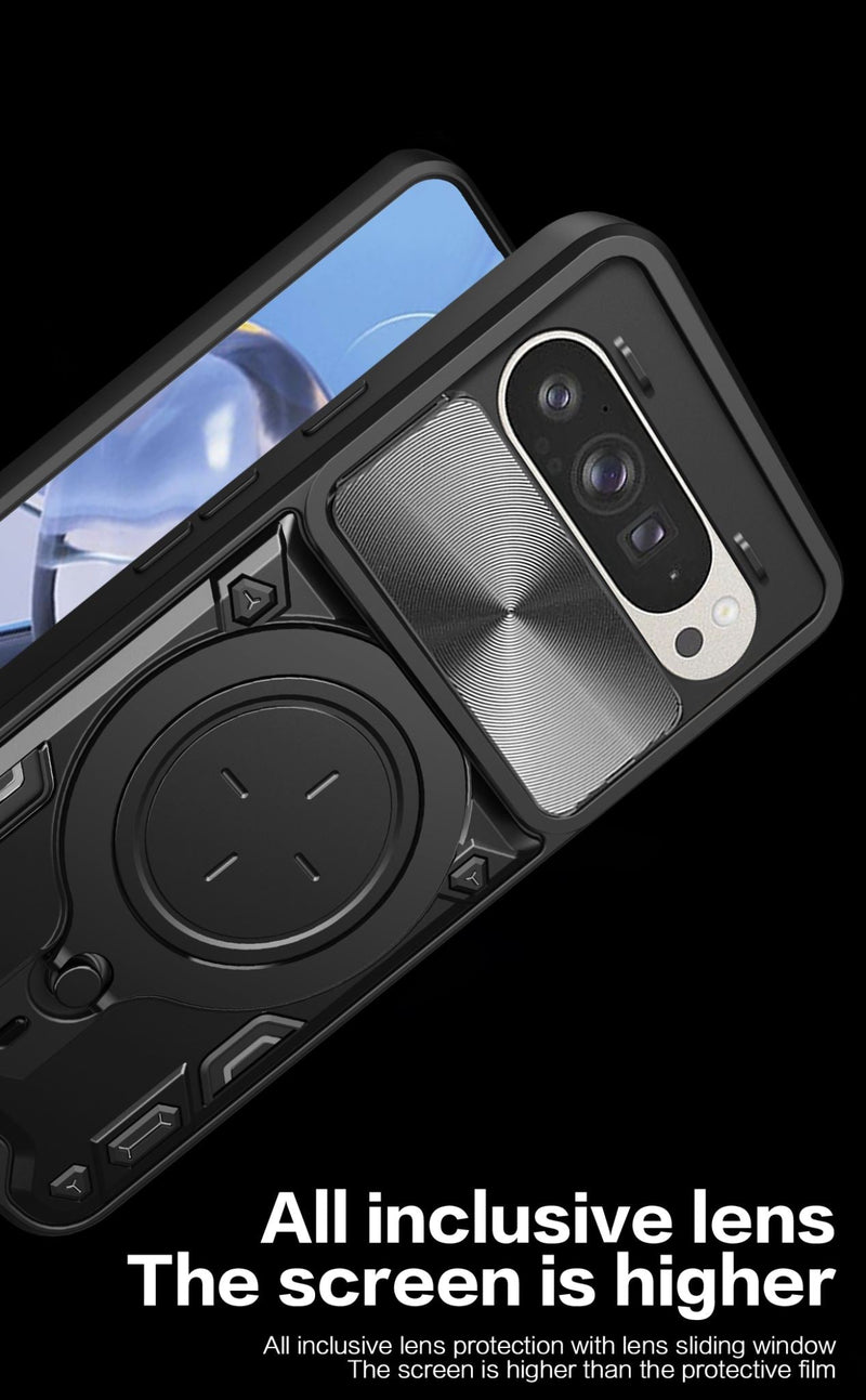 Google Pixel 10 Ring Kickstand Case w/ Camera Cover [Black]