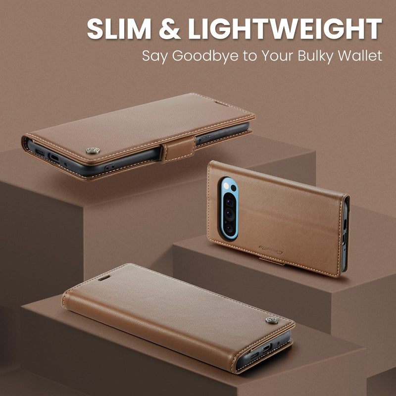 Google Pixel 10 Pro XL CaseMe Retro Wallet Case [Brown]