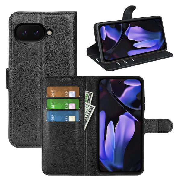 Google Pixel 9a PU Wallet Case [Black]