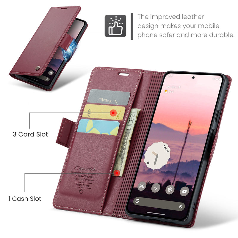 Google Pixel 9a CaseMe Retro Wallet Case [Maroon]