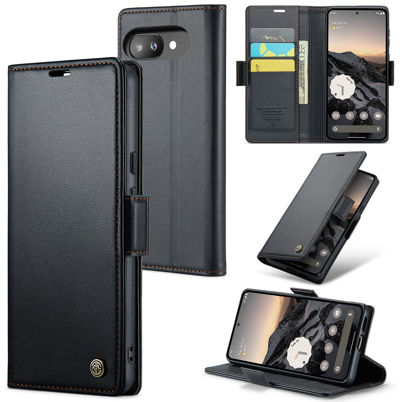 Google Pixel 9a CaseMe Retro Wallet Case [Black]