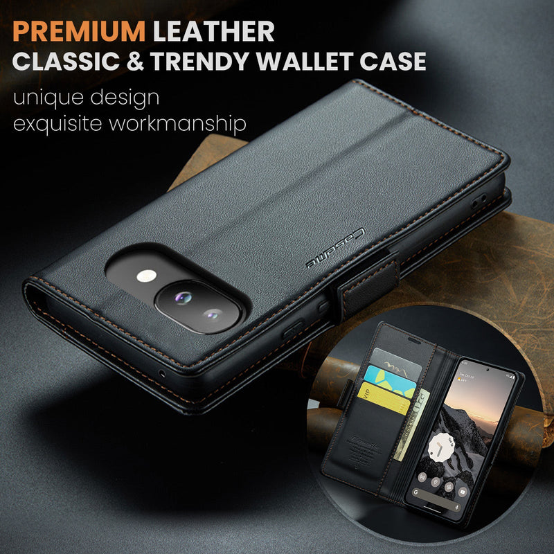 Google Pixel 9a CaseMe Retro Wallet Case [Black]