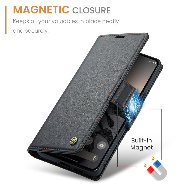 Google Pixel 9a CaseMe Retro Wallet Case [Black]