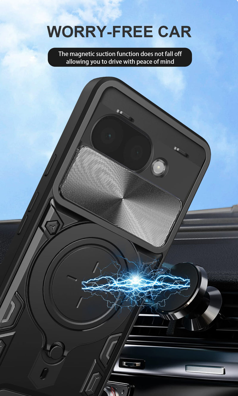 Google Pixel 9a Ring Kickstand Case w/ Camera Cover [Black]