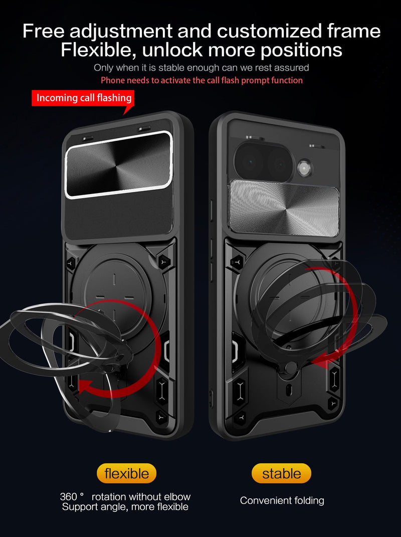 Google Pixel 9a Ring Kickstand Case w/ Camera Cover [Black]