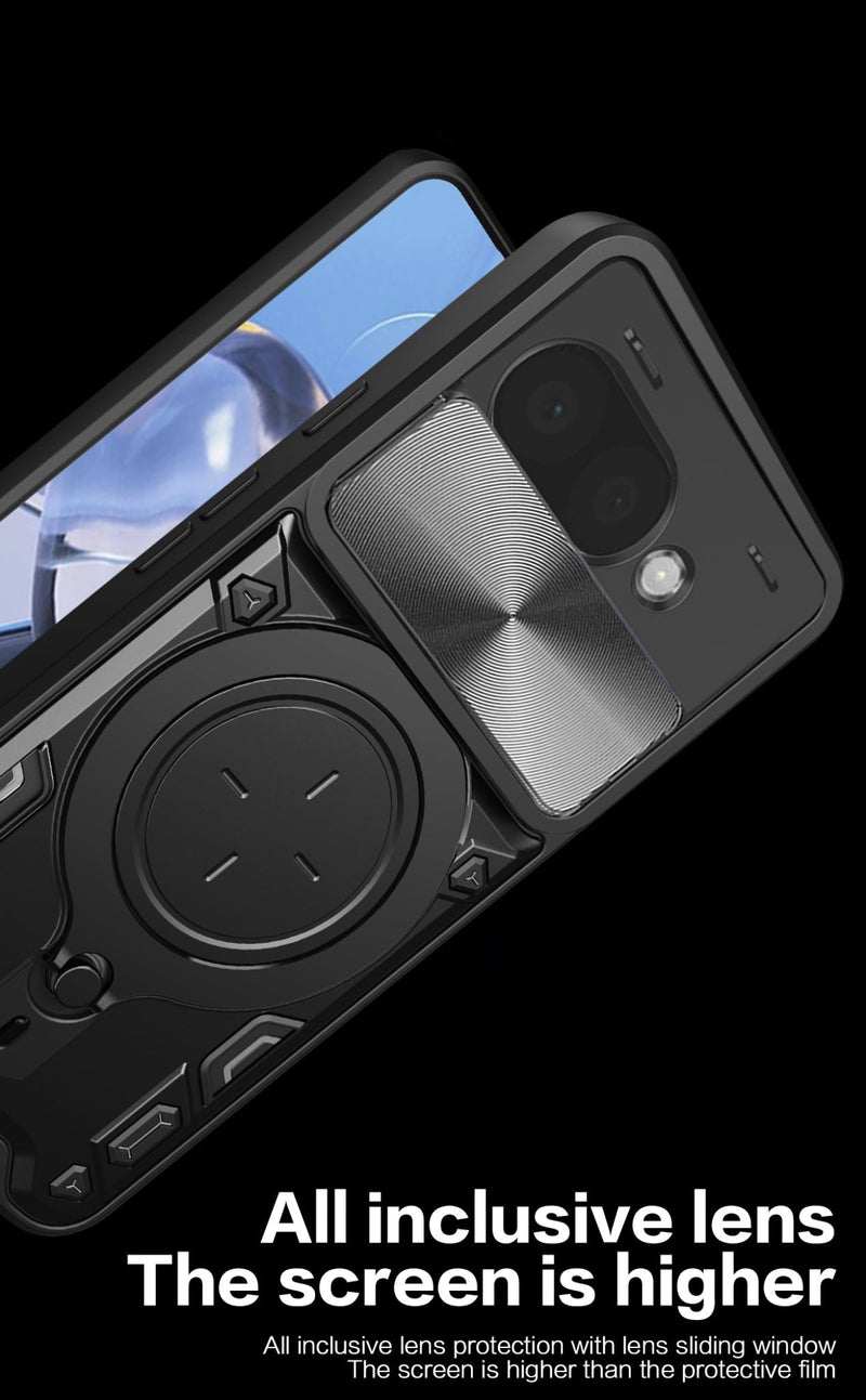 Google Pixel 9a Ring Kickstand Case w/ Camera Cover [Black]