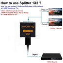 HDMI Splitter 1x2 4K 30Hz 1 In 2 Out HDMI 1.4b 5