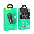 Hoco Z49B Dual-Port Car Charger 38W | USB-C PD & USB-A QC Fast Charging