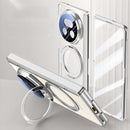 Clear 360°Rotating Magnetic Ring Stand Case for Honor Magic V5 with Tempered Glass [Silver]