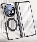 Clear 360°Rotating Magnetic Ring Stand Case for Honor Magic V5 with Tempered Glass [Black]