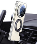 Clear 360°Rotating Magnetic Ring Stand Case for Honor Magic V5 with Tempered Glass [Gold]