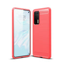 Huawei P40 Carbon Fibre TPU Case Slim Shockproof Cover Red 1